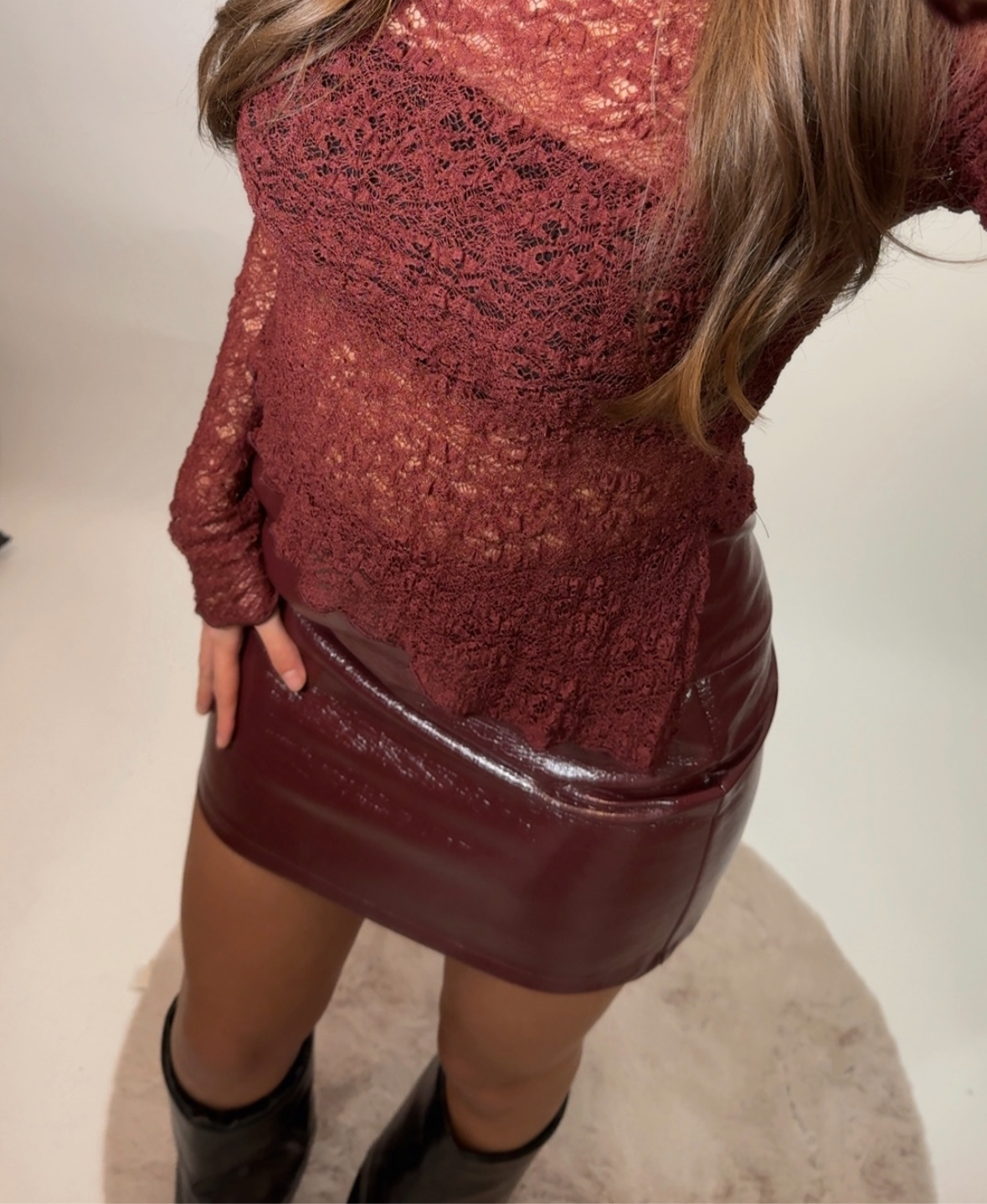 Lola leather skirt - bordeaux